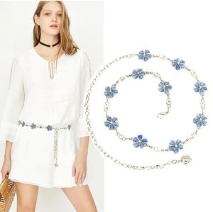 Rhinestone Inlaid Flower Waist Chain